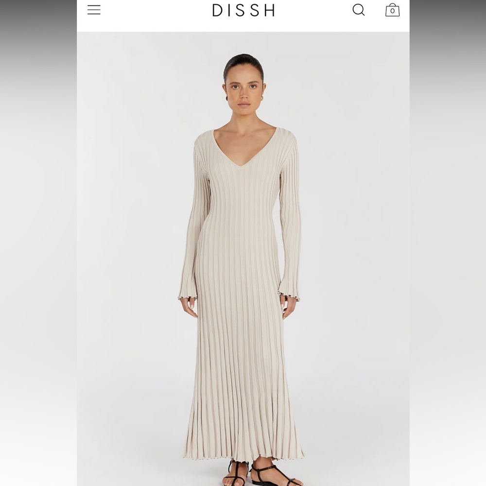 Dissh Reign Stone Sleeved Knit Midi Dress, size L